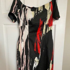 Off the Shoulder Multi Bodycon Dress in Size 10